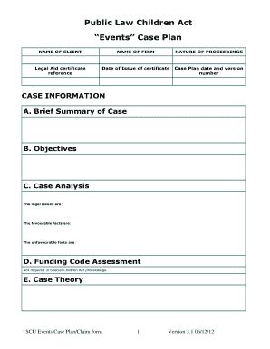 Printable Case Plan Template Social Work